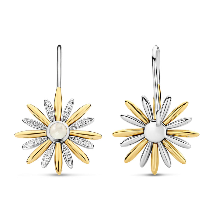 Ti Sento Yellow Gold Plated Mother of Pearl and Cubic Zirconia Star Drop Earrings - Michael Jones Jeweller