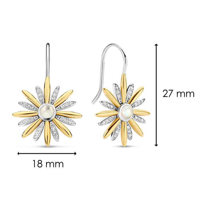 Ti Sento Yellow Gold Plated Mother of Pearl and Cubic Zirconia Star Drop Earrings - Michael Jones Jeweller
