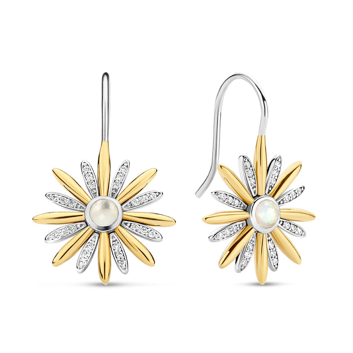 Ti Sento Yellow Gold Plated Mother of Pearl and Cubic Zirconia Star Drop Earrings - Michael Jones Jeweller