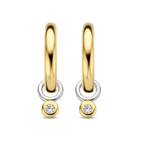 Ti Sento Yellow Gold Plated Cubic Zirconia Drop Hoop Earrings - Michael Jones Jeweller