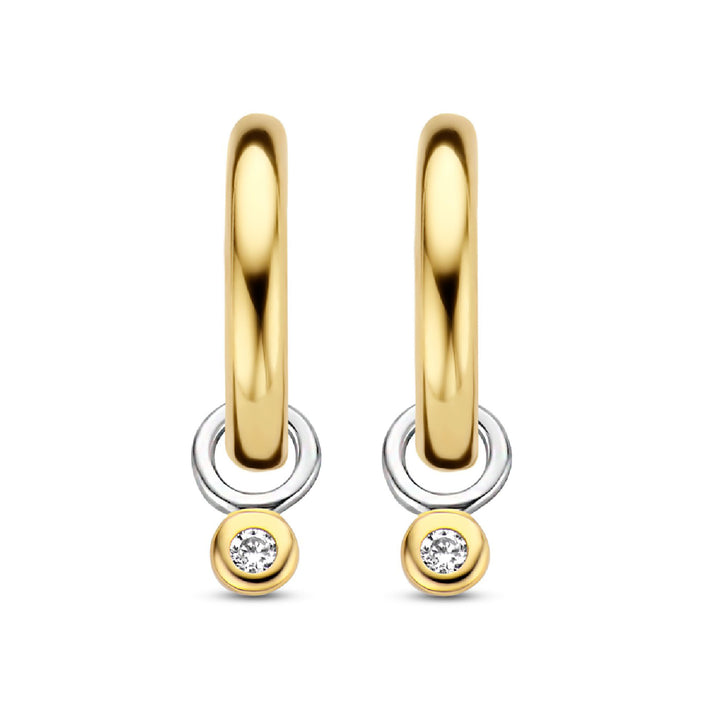 Ti Sento Yellow Gold Plated Cubic Zirconia Drop Hoop Earrings - Michael Jones Jeweller