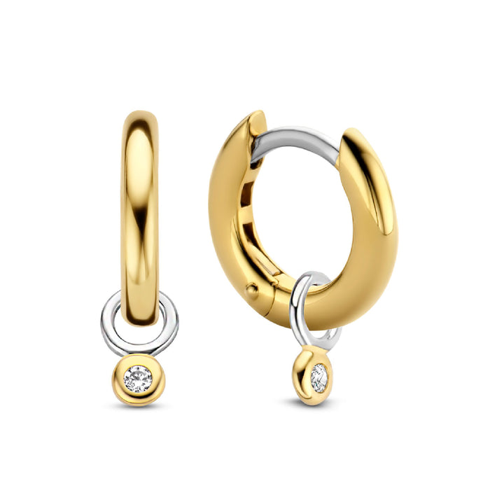 Ti Sento Yellow Gold Plated Cubic Zirconia Drop Hoop Earrings - Michael Jones Jeweller