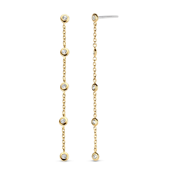 Ti Sento Yellow Gold Plated Cubic Zirconia Drop Earrings - Michael Jones Jeweller