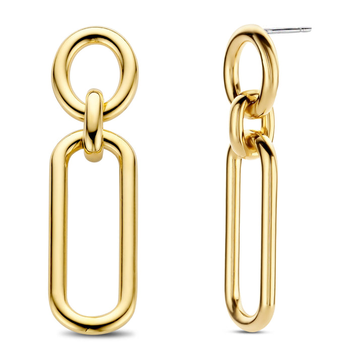 Ti Sento Yellow Gold Plated Rectangular Link Drop Earrings - Michael Jones Jeweller