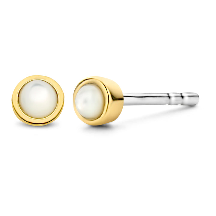 Ti Sento Yellow Gold Plated Mother of Pearl Doublet Stud Earrings - Michael Jones Jeweller