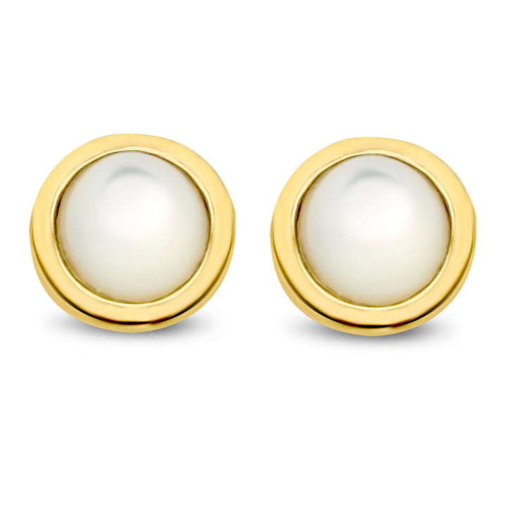 Ti Sento Yellow Gold Plated Mother of Pearl Doublet Stud Earrings - Michael Jones Jeweller