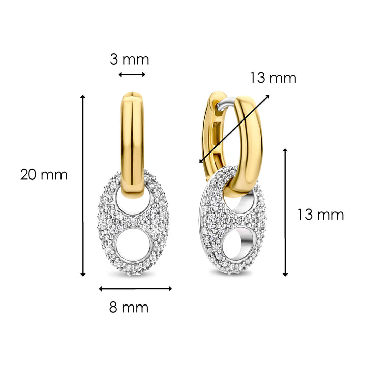 Ti Sento Cubic Zirconia Yellow Gold Plated Coffee Bean Hoop Earrings