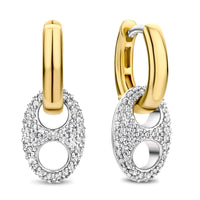 Ti Sento Cubic Zirconia Yellow Gold Plated Coffee Bean Hoop Earrings