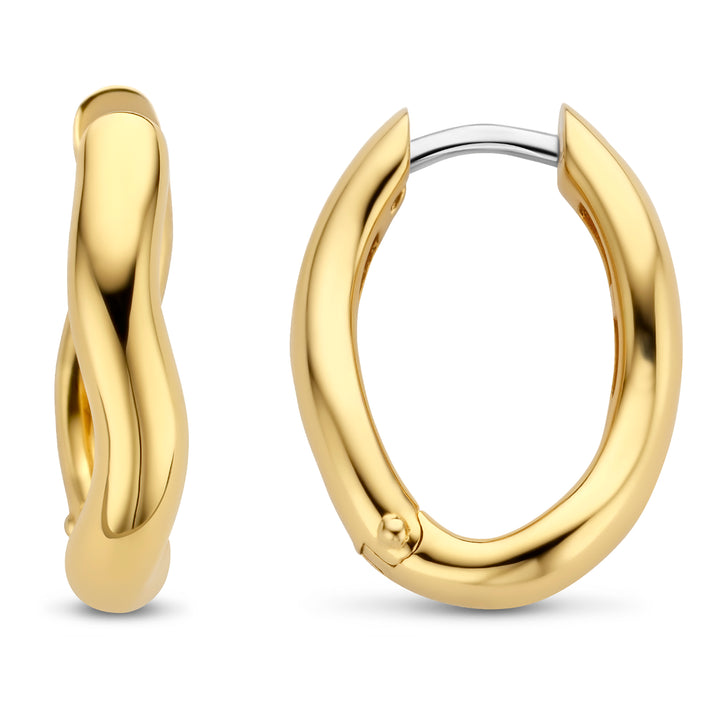 Ti Sento Yellow Gold Plated Wave Hoop Earrings