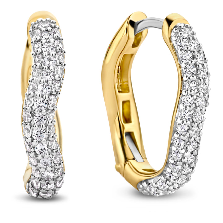 Ti Sento Cubic Zirconia Yellow Gold Plated Wave Hoop Earrings - Michael Jones Jeweller