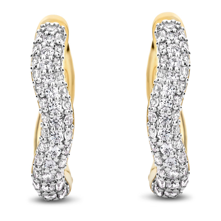 Ti Sento Cubic Zirconia Yellow Gold Plated Wave Hoop Earrings - Michael Jones Jeweller