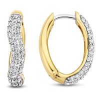 Ti Sento Cubic Zirconia Yellow Gold Plated Wave Hoop Earrings - Michael Jones Jeweller