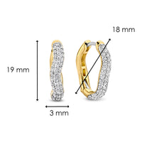 Ti Sento Cubic Zirconia Yellow Gold Plated Wave Hoop Earrings - Michael Jones Jeweller