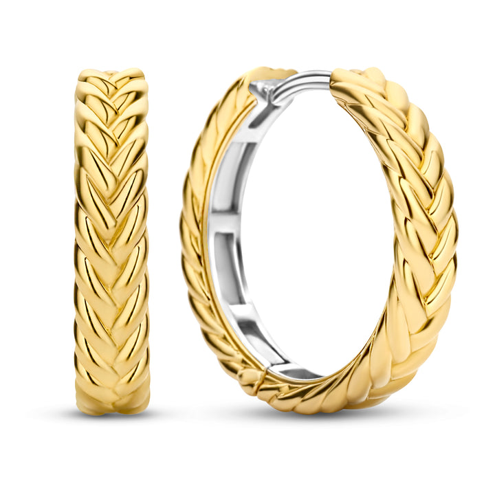 Ti Sento Yellow Gold Plated Braided Hoop Earrings