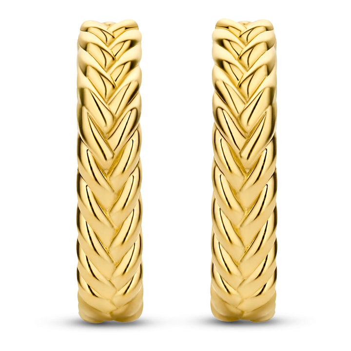 Ti Sento Yellow Gold Plated Braided Hoop Earrings