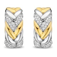 Ti Sento Cubic Zirconia Yellow Gold Plated Braided Small Hoop Earrings - Michael Jones Jeweller