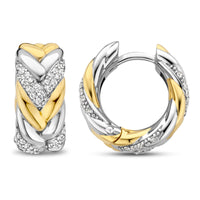 Ti Sento Cubic Zirconia Yellow Gold Plated Braided Small Hoop Earrings - Michael Jones Jeweller