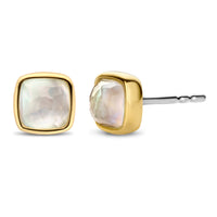Ti Sento Yellow Gold Plated Mother of Pearl Square Stud Earrings