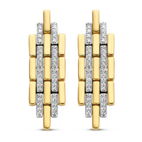 Ti Sento Cubic Zirconia Yellow Gold Plated Brick Link Drop Earrings