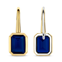 Ti Sento Yellow Gold Plated Octagonal Dark Blue Cubic Zirconia Drop Earrings