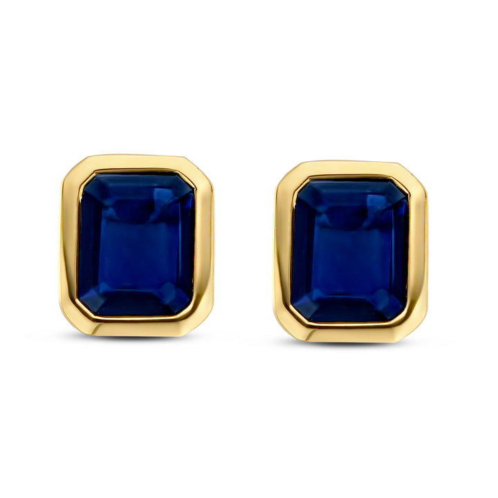 Ti Sento Yellow Gold Plated Octagonal Dark Blue Cubic Zirconia Stud Earrings - Michael Jones Jeweller