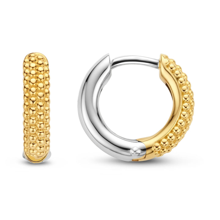 Ti Sento Yellow Gold Plated Structured Hoop Earrings