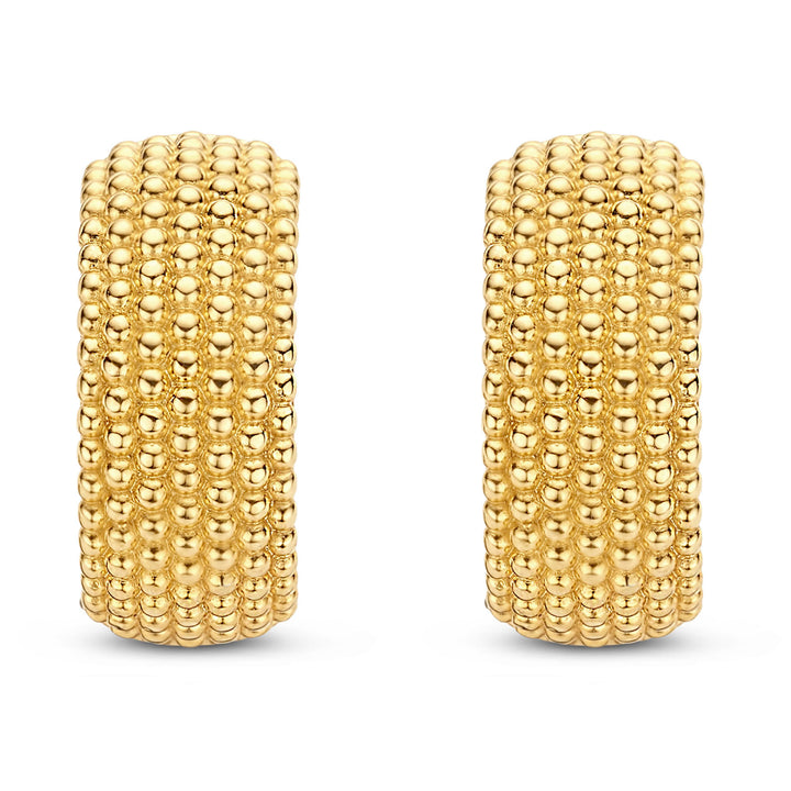 Ti Sento Yellow Gold Plated Wide Structured Hoop Earrings - Michael Jones Jeweller