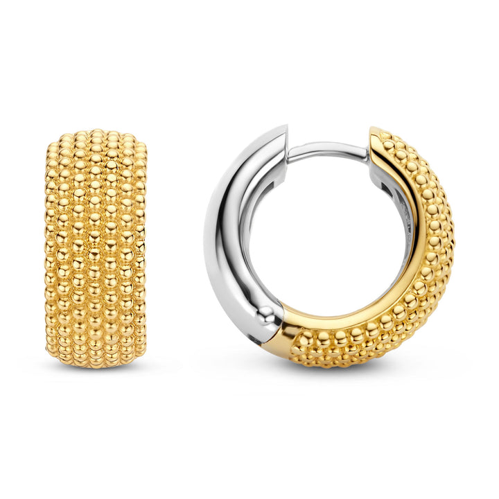 Ti Sento Yellow Gold Plated Wide Structured Hoop Earrings - Michael Jones Jeweller