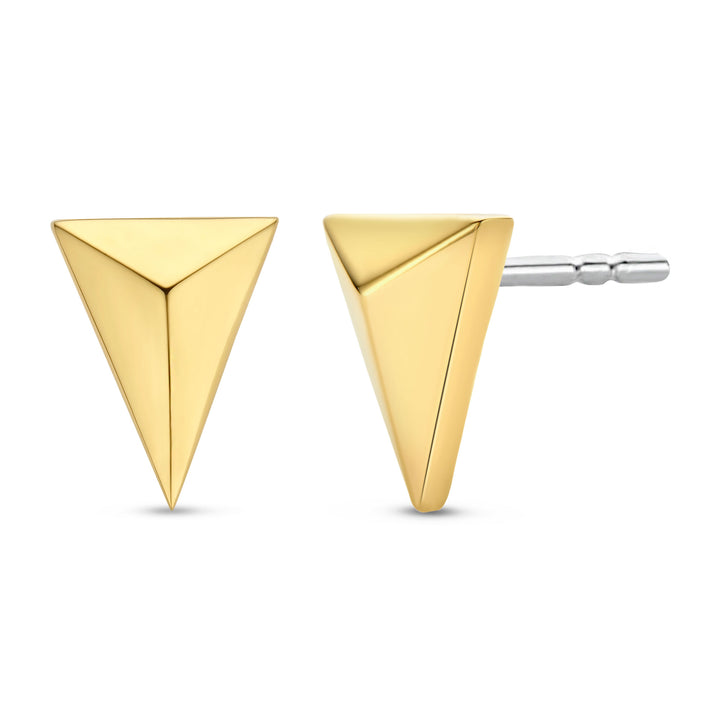 Ti Sento Yellow Gold Plated Faceted Triangle Stud Earrings - Michael Jones Jeweller