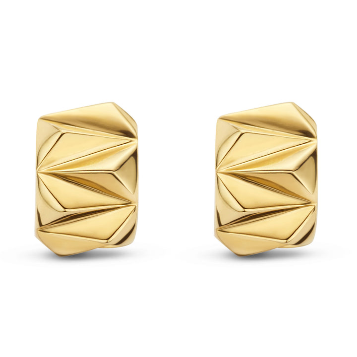 Ti Sento Yellow Gold Plated Geometric Style Wide Hoop Earrings - Michael Jones Jeweller