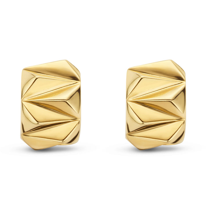 Ti Sento Yellow Gold Plated Geometric Style Wide Hoop Earrings
