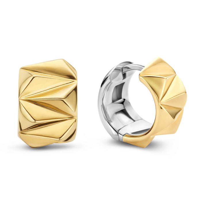 Ti Sento Yellow Gold Plated Geometric Style Wide Hoop Earrings - Michael Jones Jeweller