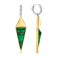 Ti Sento Cubic Zirconia and Faceted Malachite Triangle Drop Earrings - Michael Jones Jeweller