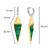 Ti Sento Cubic Zirconia and Faceted Malachite Triangle Drop Earrings - Michael Jones Jeweller
