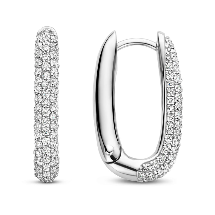 Ti Sento Cubic Zirconia Set Oval Hoop Earrings - Michael Jones Jeweller