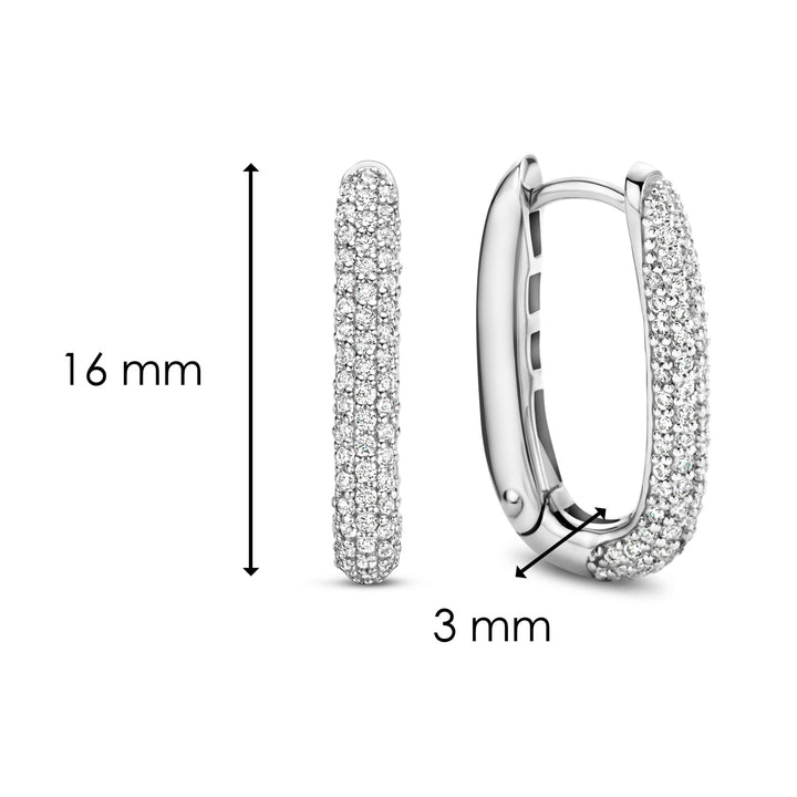 Ti Sento Cubic Zirconia Set Oval Hoop Earrings