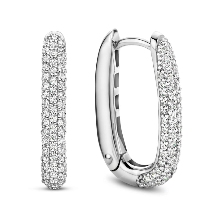Ti Sento Cubic Zirconia Set Oval Hoop Earrings - Michael Jones Jeweller