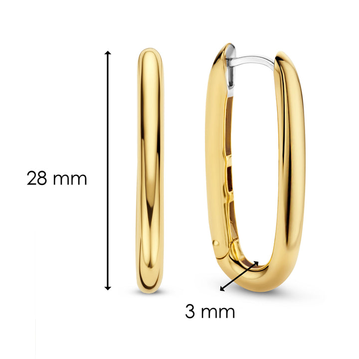 Ti Sento Yellow Gold Plated Enlongated Oval Hoop Earrings