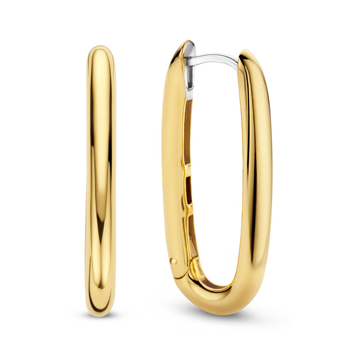 Ti Sento Yellow Gold Plated Enlongated Oval Hoop Earrings - Michael Jones Jeweller