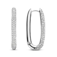 Ti Sento Cubic Zirconia Set Elongated Oval Hoop Earrings