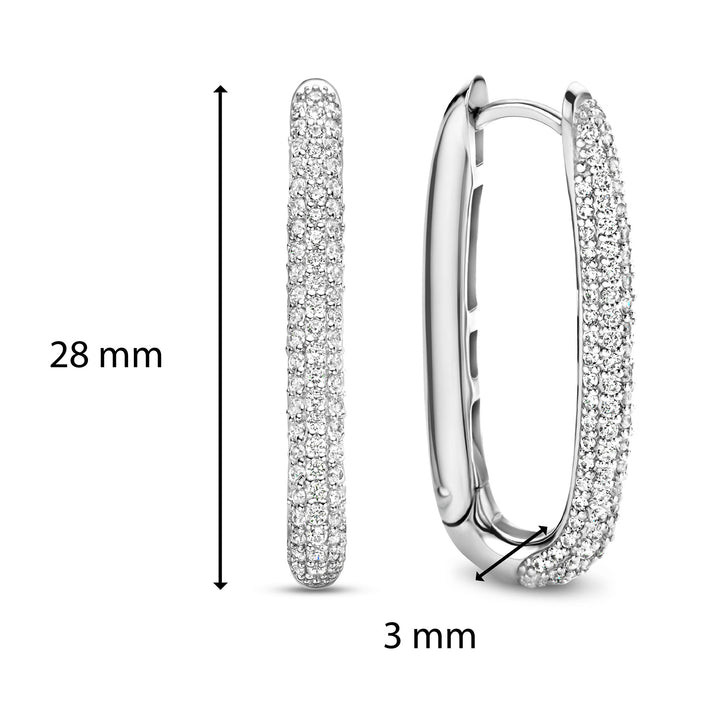 Ti Sento Cubic Zirconia Set Elongated Oval Hoop Earrings