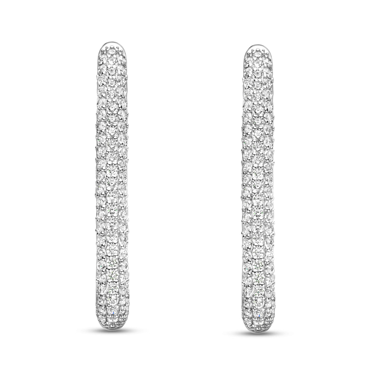 Ti Sento Cubic Zirconia Set Elongated Oval Hoop Earrings - Michael Jones Jeweller