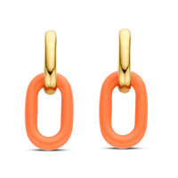Ti Sento Yellow Gold Plated Orange Oval Link Drop Earrings - Michael Jones Jeweller