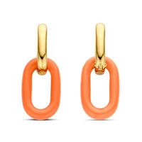 Ti Sento Yellow Gold Plated Orange Oval Link Drop Earrings - Michael Jones Jeweller