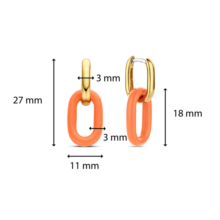 Ti Sento Yellow Gold Plated Orange Oval Link Drop Earrings - Michael Jones Jeweller