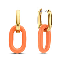 Ti Sento Yellow Gold Plated Orange Oval Link Drop Earrings - Michael Jones Jeweller