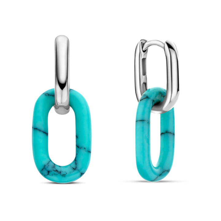 Ti Sento Turquoise Blue Oval Link Drop Earrings - Michael Jones Jeweller