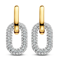 Ti Sento Yellow Gold Plated Cubic Zirconia Oval Link Drop Earrings
