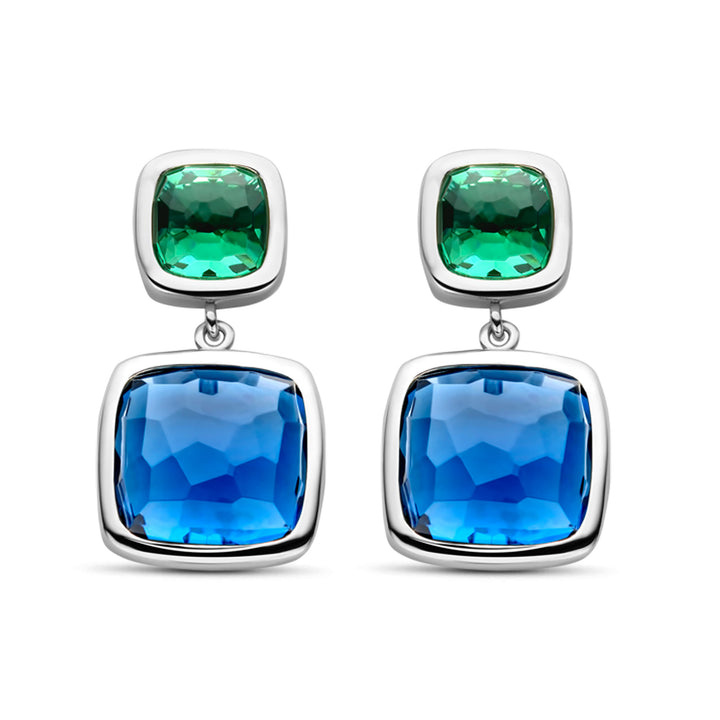 Ti Sento Dark Blue and Green Stone Drop Earrings - Michael Jones Jeweller
