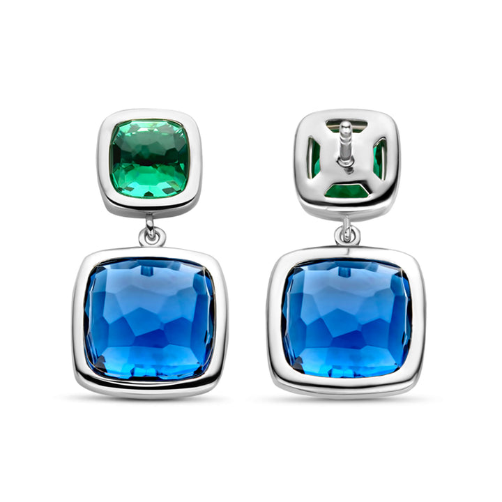 Ti Sento Dark Blue and Green Stone Drop Earrings - Michael Jones Jeweller